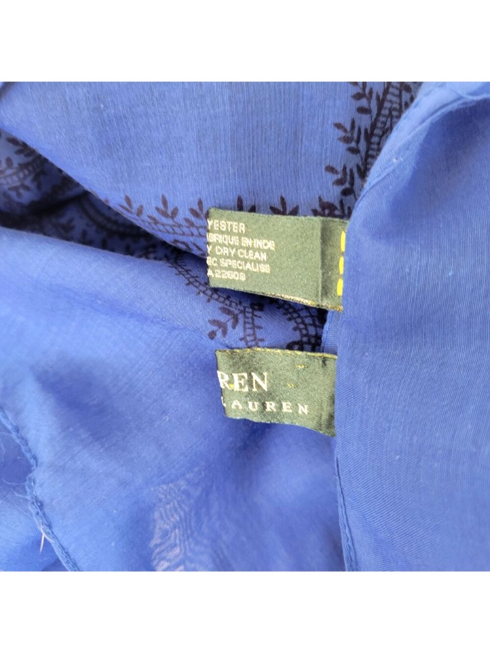 Lauren Ralph Lauren Blue Paisley Bandana Design Sheer Scarf - Picture 5 of 8
